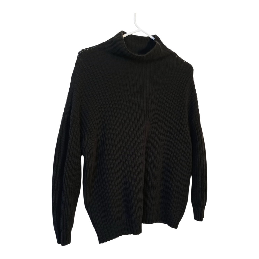 American Eagle Sweater Womens XS/S Black Mock Neck Rib Knit Long Sleeve Oversize